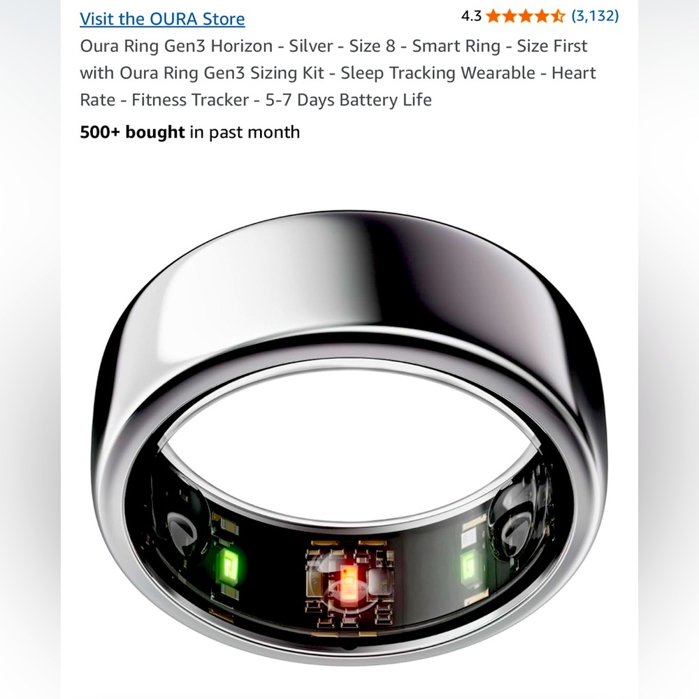 Oura Silver Smart Ring - Gen3 Horizon